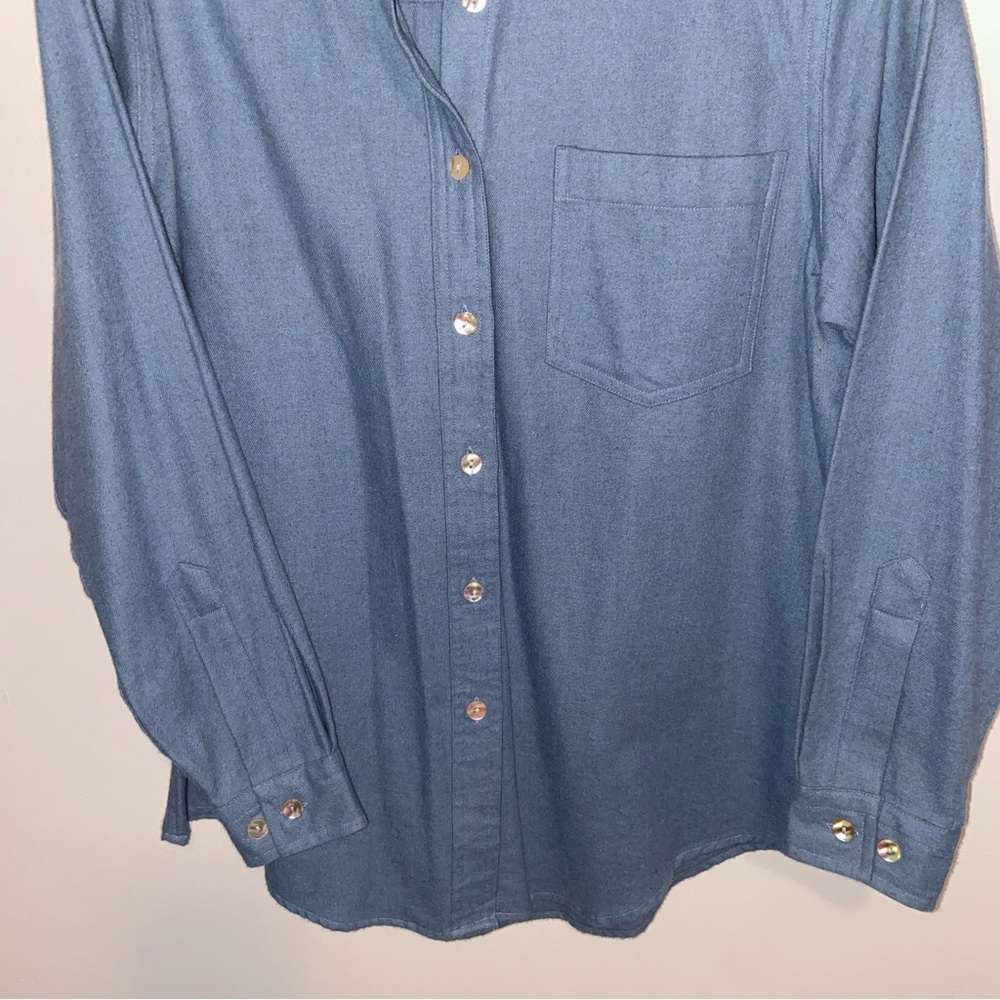 Vintage LL Bean Chamois Shirt Womens Small Pockets Soft Long Sleeve Outdoor Blue - Picture 5 of 10